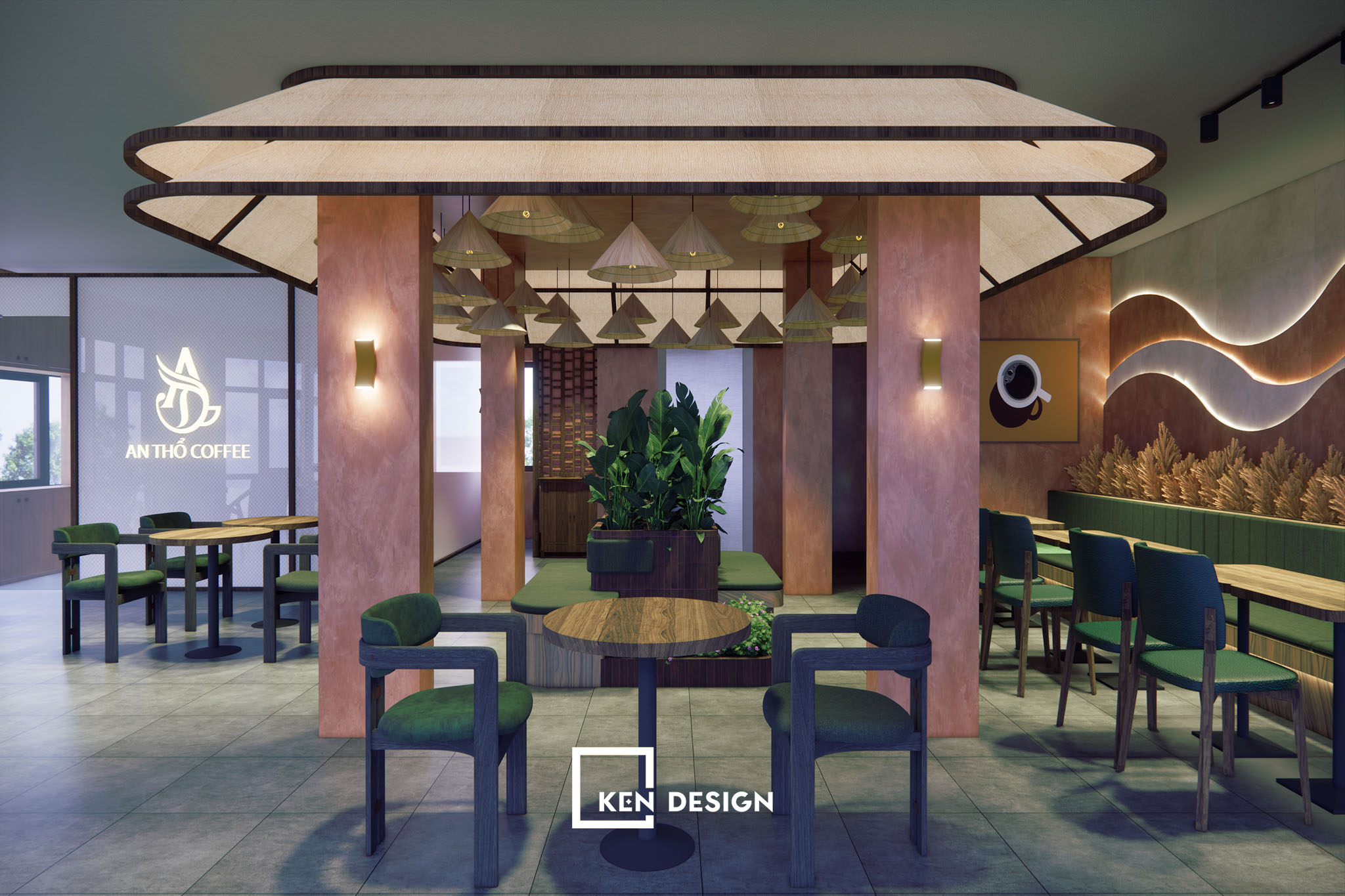 Thi công quán cafe An Thổ tại khu biệt thự cao cấp